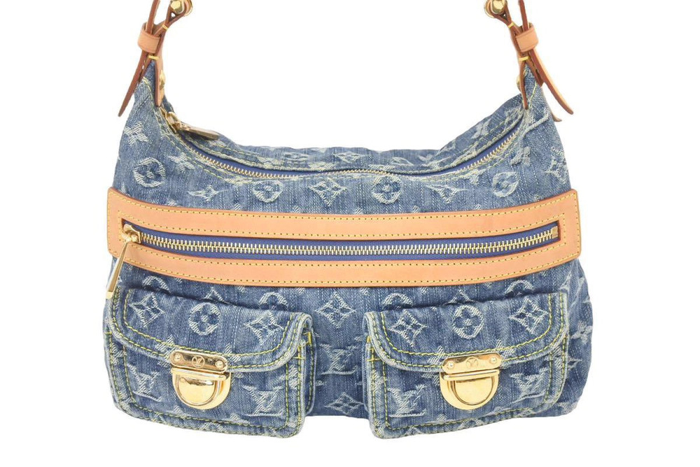 Louis Vuitton Denim Baggy Bag Canvas Blue Monogram Shoulder Blue